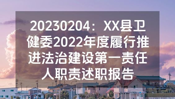 20230204：XX县卫健委2022年度履行推进法治建设第一责任人职责述职报告