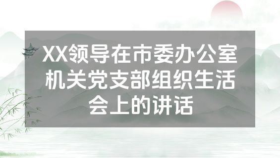 XX领导在市委办公室机关党支部组织生活会上的讲话