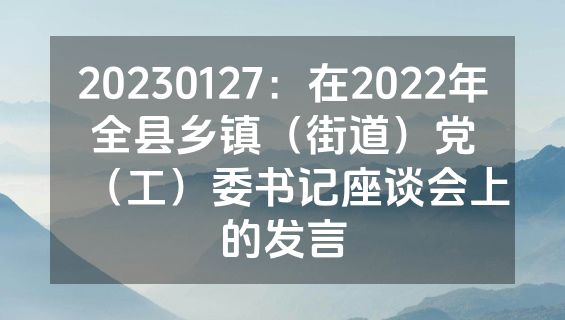 20230127：在2022年全县乡镇（街道）党（工）委书记座谈会上的发言
