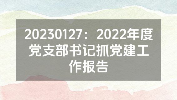 20230127：2022年度党支部书记抓党建工作报告