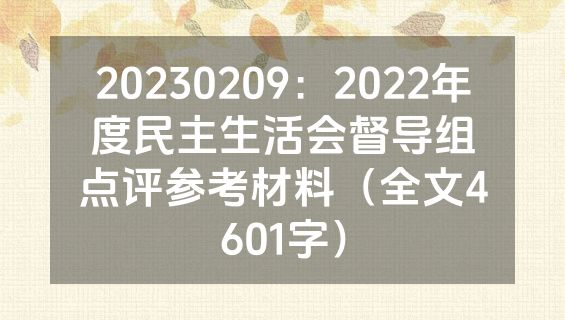 20230209：2022年度民主生活会督导组点评参考材料（全文4601字）