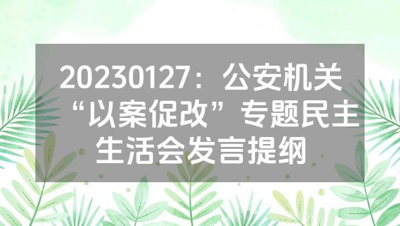20230127：公安机关“以案促改”专题民主生活会发言提纲