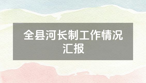 全县河长制工作情况汇报