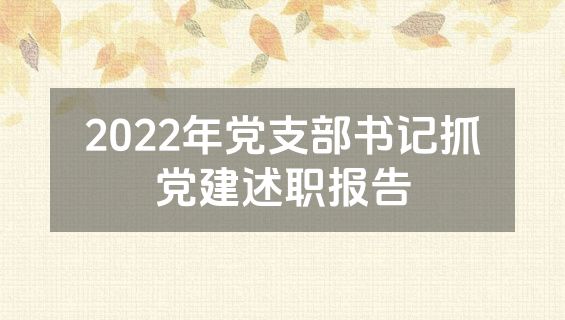 2022年党支部书记抓党建述职报告