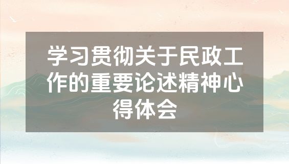 学习贯彻关于民政工作的重要论述精神心得体会