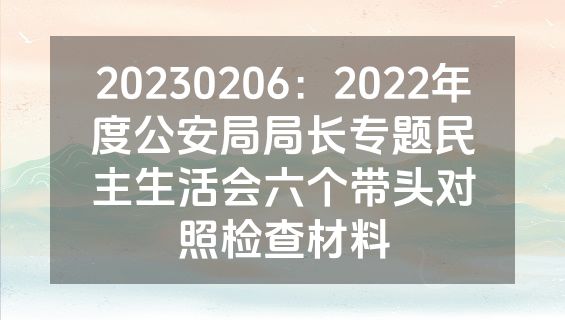 20230206：2022年度公安局局长专题民主生活会六个带头对照检查材料
