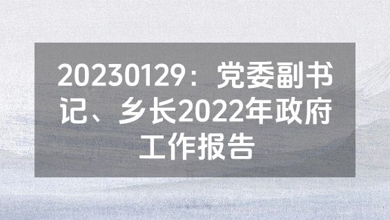 20230129：党委副书记、乡长2022年政府工作报告