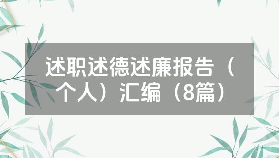 述职述德述廉报告（个人）汇编（8篇）