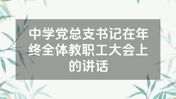 中学党总支书记在年终全体教职工大会上的讲话