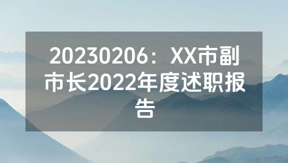 20230206：XX市副市长2022年度述职报告