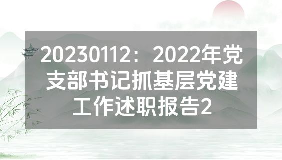 20230112：2022年党支部书记抓基层党建工作述职报告2