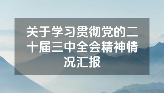 关于学习贯彻党的二十届三中全会精神情况汇报