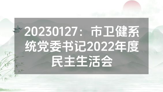 20230127：市卫健系统党委书记2022年度民主生活会