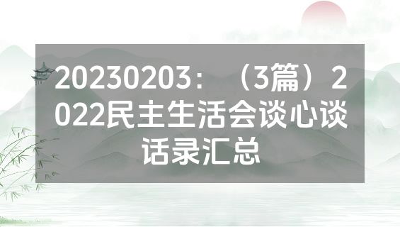 20230203：（3篇）2022民主生活会谈心谈话录汇总