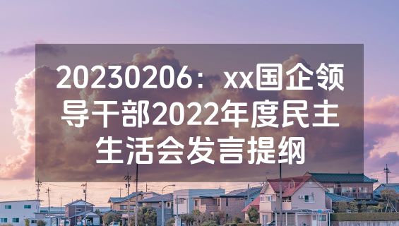 20230206：xx国企领导干部2022年度民主生活会发言提纲