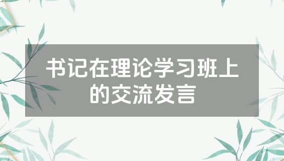 书记在理论学习班上的交流发言