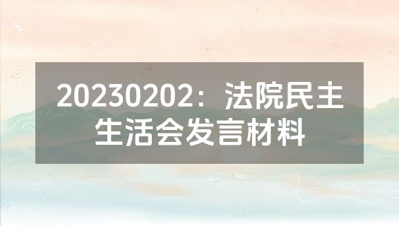 20230202：法院民主生活会发言材料