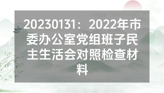 20230131：2022年市委办公室党组班子民主生活会对照检查材料