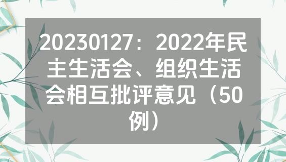 20230127：2022年民主生活会、组织生活会相互批评意见（50例）
