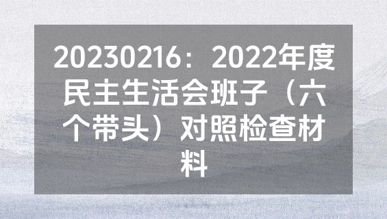 20230216：2022年度民主生活会班子（六个带头）对照检查材料