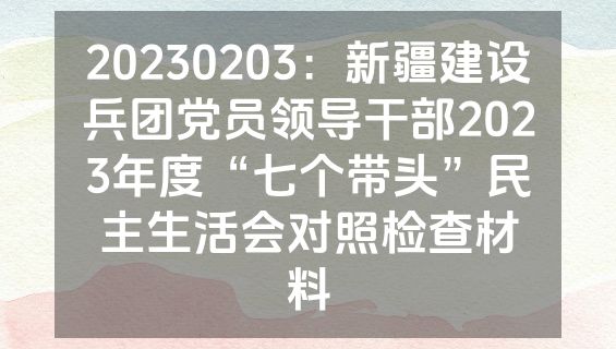 20230203：新疆建设兵团党员领导干部2023年度“七个带头”民主生活会对照检查材料