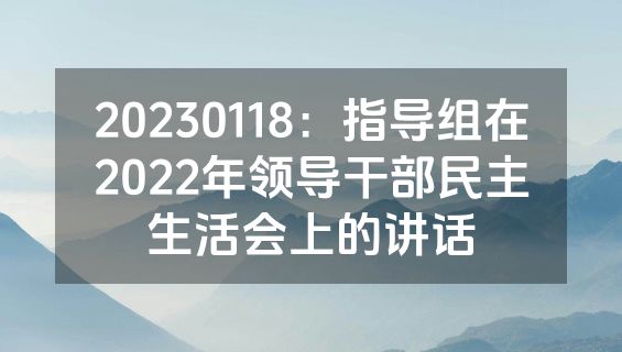 20230118：指导组在2022年领导干部民主生活会上的讲话