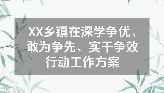 XX乡镇在深学争优、敢为争先、实干争效行动工作方案