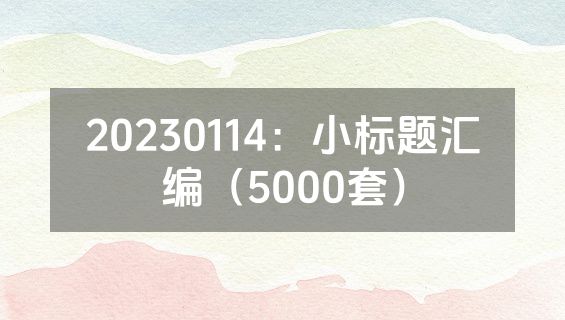 20230114：小标题汇编（5000套）