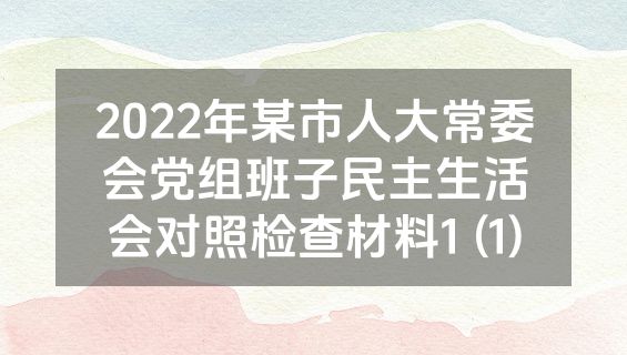 2022年某市人大常委会党组班子民主生活会对照检查材料1 (1)