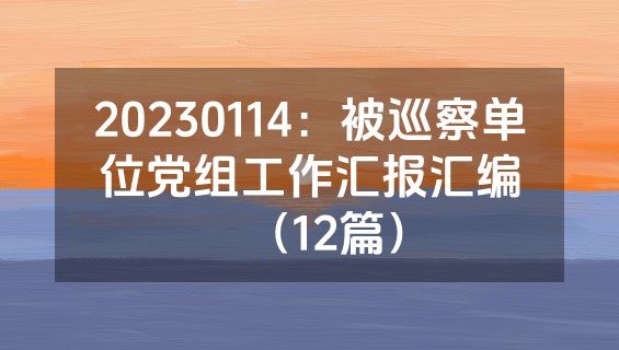 20230114：被巡察单位党组工作汇报汇编（12篇）
