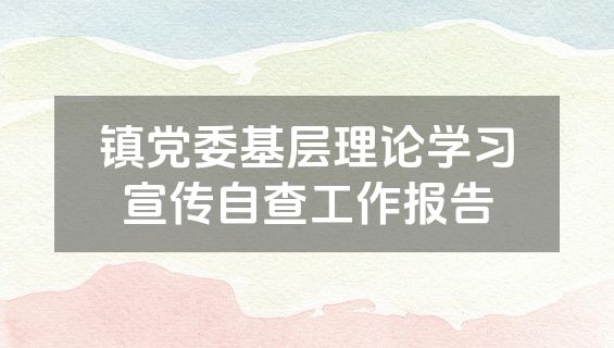 镇党委基层理论学习宣传自查工作报告