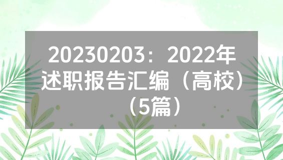 20230203：2022年述职报告汇编（高校）（5篇）