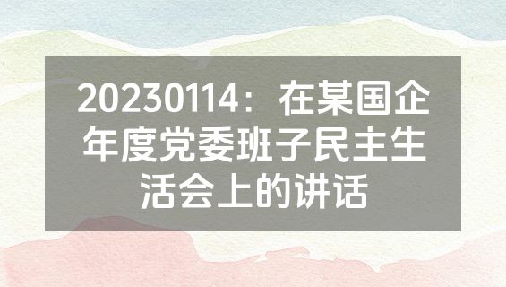 20230114：在某国企年度党委班子民主生活会上的讲话
