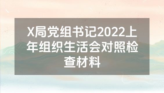 X局党组书记2022上年组织生活会对照检查材料