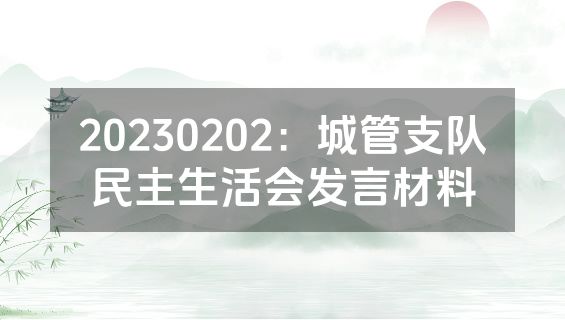 20230202：城管支队民主生活会发言材料