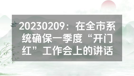 20230209：在全市系统确保一季度“开门红”工作会上的讲话