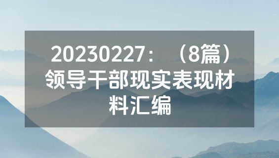 20230227：（8篇）领导干部现实表现材料汇编