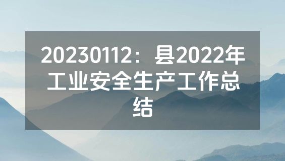 20230112：县2022年工业安全生产工作总结
