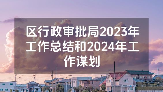 区行政审批局2023年工作总结和2024年工作谋划