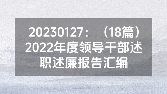 20230127：（18篇）2022年度领导干部述职述廉报告汇编