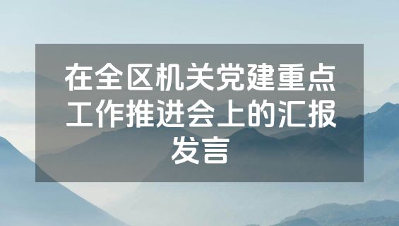 在全区机关党建重点工作推进会上的汇报发言