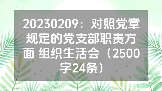 20230209：对照党章规定的党支部职责方面 组织生活会（2500字24条）