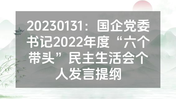 20230131：国企党委书记2022年度“六个带头”民主生活会个人发言提纲