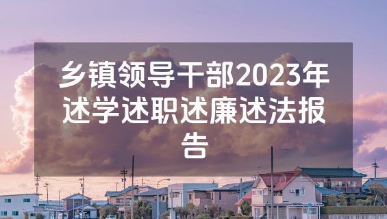 乡镇领导干部2023年述学述职述廉述法报告