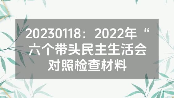 20230118：2022年“六个带头民主生活会对照检查材料