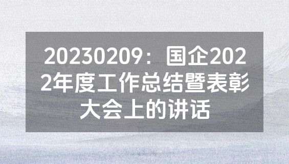 20230209：国企2022年度工作总结暨表彰大会上的讲话