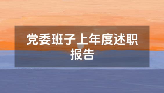 党委班子上年度述职报告