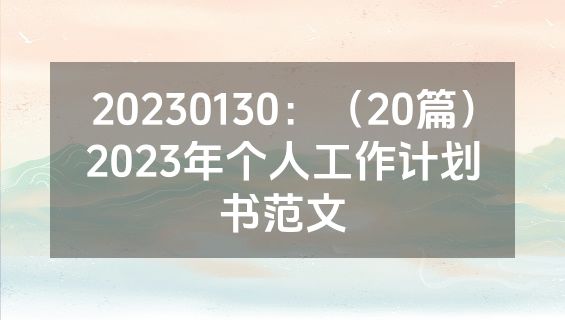 20230130：（20篇）2023年个人工作计划书范文