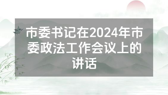 市委书记在2024年市委政法工作会议上的讲话