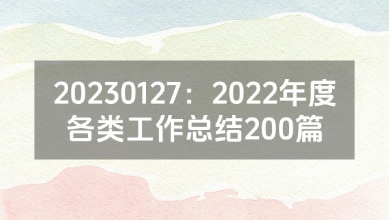 20230127：2022年度各类工作总结200篇
